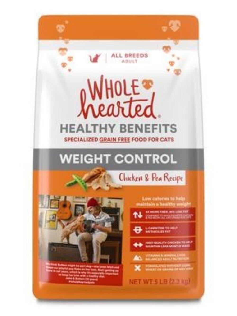 WholeHearted Grain-Free Weight Control Chicken and Pea Recipe Dry Cat Food, 5 Lb